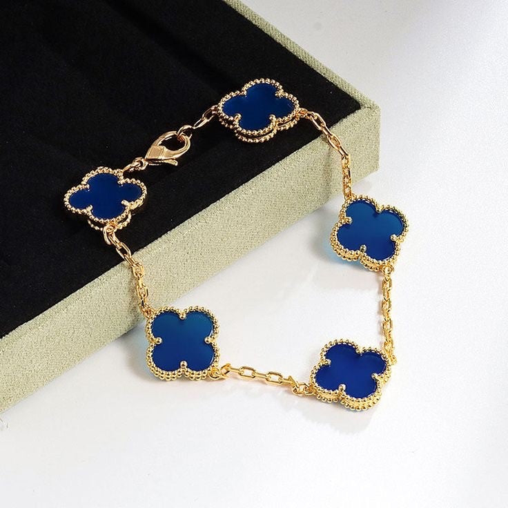925 | Gold Blue Yonca Bileklik